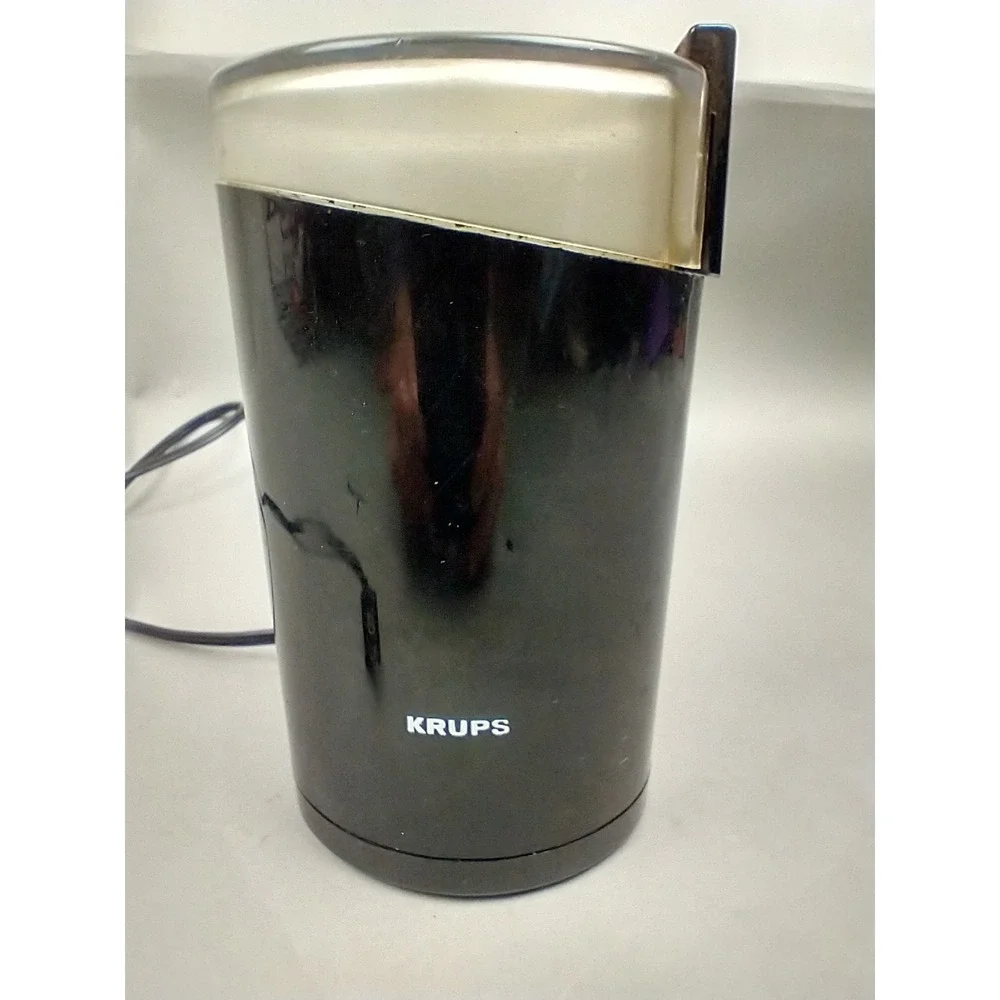 Vintage KRUPS Fast One Touch Coffee Bean Mill Spice Grinder 203B Black WORKS